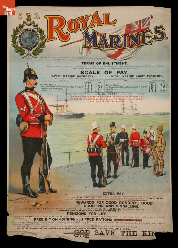 World War I Recruiting Poster for the Royal Marine Corps, circa 1917