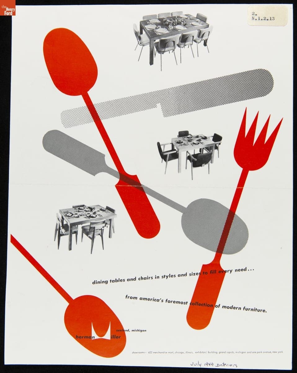 "Dining Tables and Chairs in Styles and Sizes to Fit Every Need," Herman Miller Advertisement, July 1949