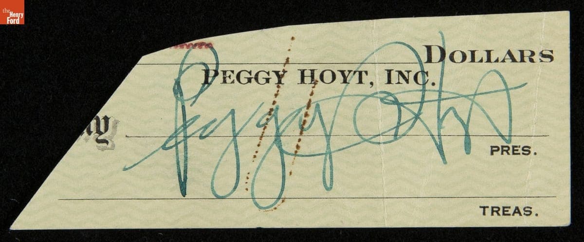Signature of Peggy Hoyt, 1915-1937