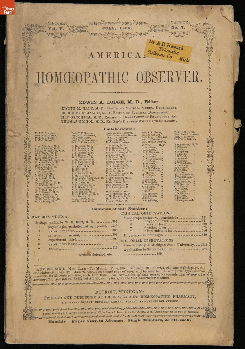 American Homeopathic Observer, Vol. V, No. 7, July 1868