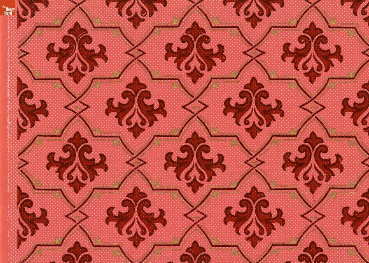 Geometric and Floral Wallpaper Sample, 1865-1880