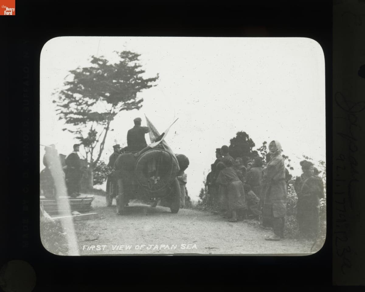 "First View of Japan Sea" for the Thomas Flyer Team, New York to Paris Race, 1908