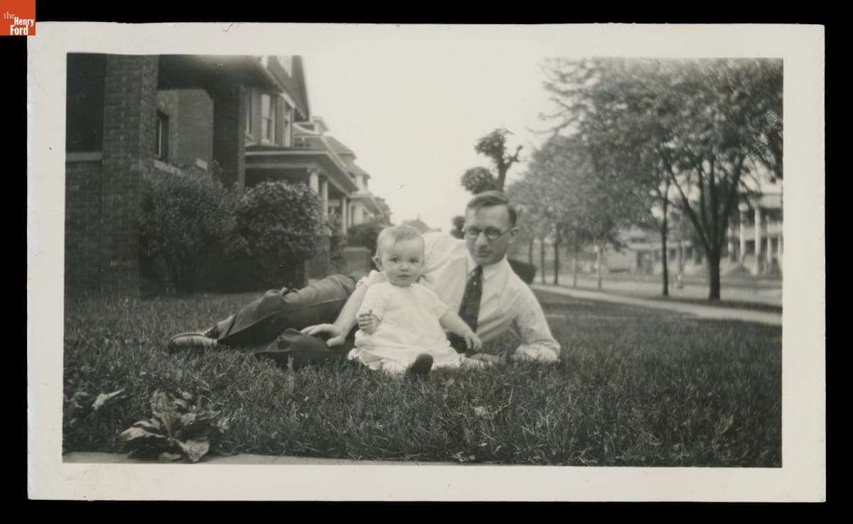 Leon Gardner with His Daughter, Esther, at Their Home on Harding Avenue, Detroit, Michigan, 1925