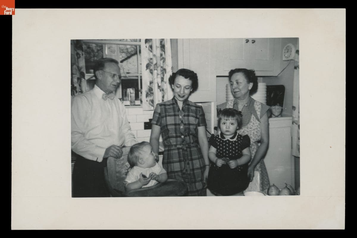 Helen and Leon Gardner in Their Detroit, Michigan Home with Daughter, Esther Hird and Grandchildren, Carla and David Hird, Christmas 1950