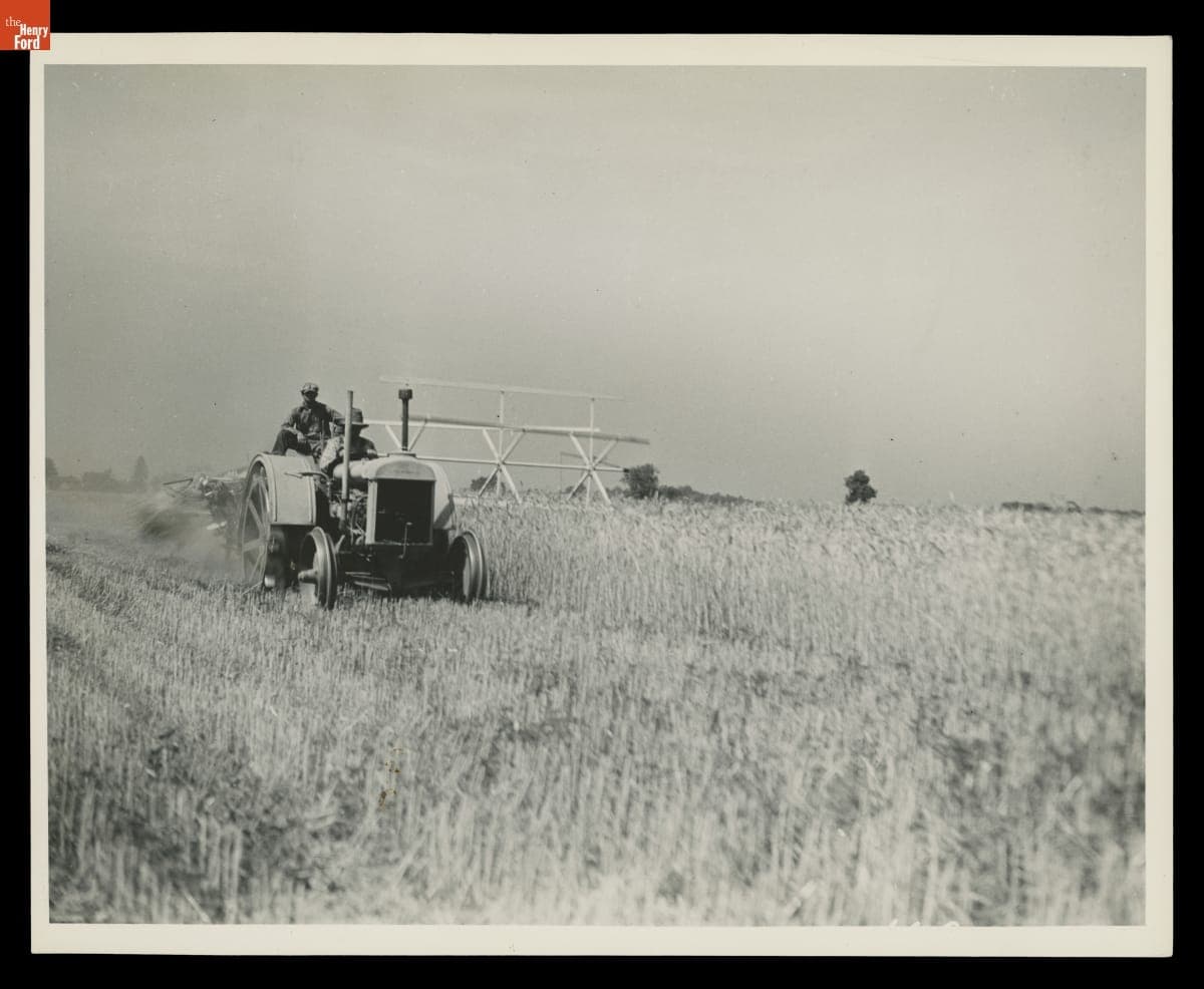 Harvesting Wheat with Tractor and Combine, Belleville, Michigan, July 1936