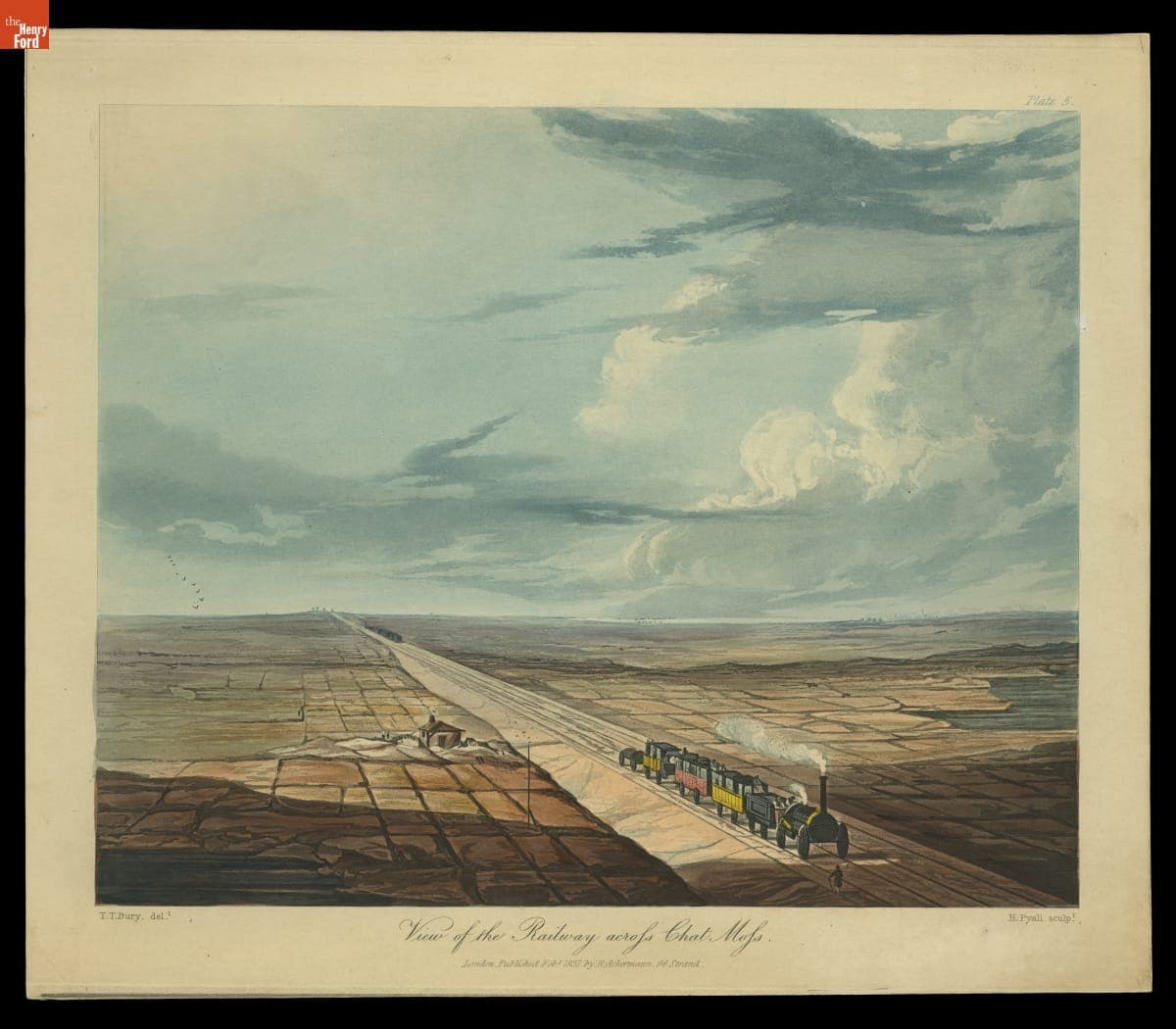 Aquatint, "View of the Railway across Chat Moss," 1831