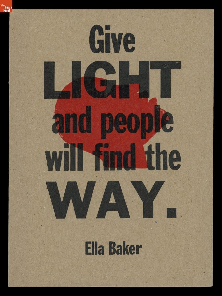 Letterpress Print, "Give Light and People Will Find the Way, Ella Baker," 2021