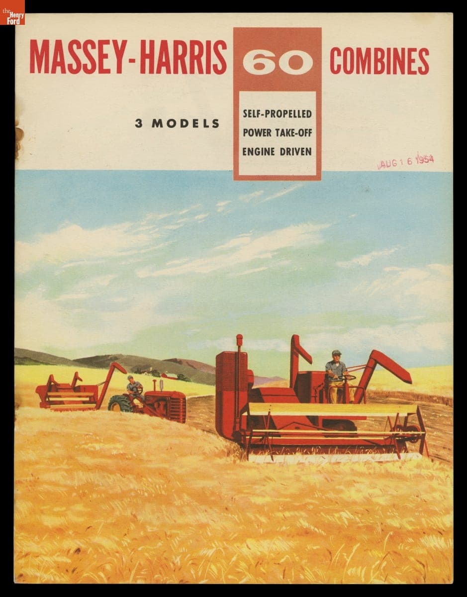 Massey-Harris 60 Combines: 3 models, Self-propelled, Power Take-off, Engine Driven, 1954