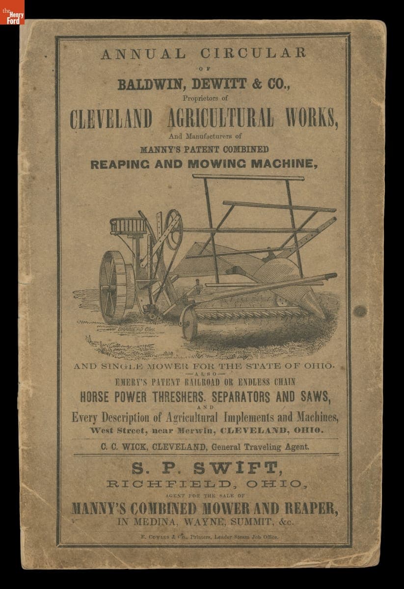 Annual Circular of Baldwin, Dewitt & Co., Cleveland Agricultural Works Reaping and Mowing Machines, January 1857