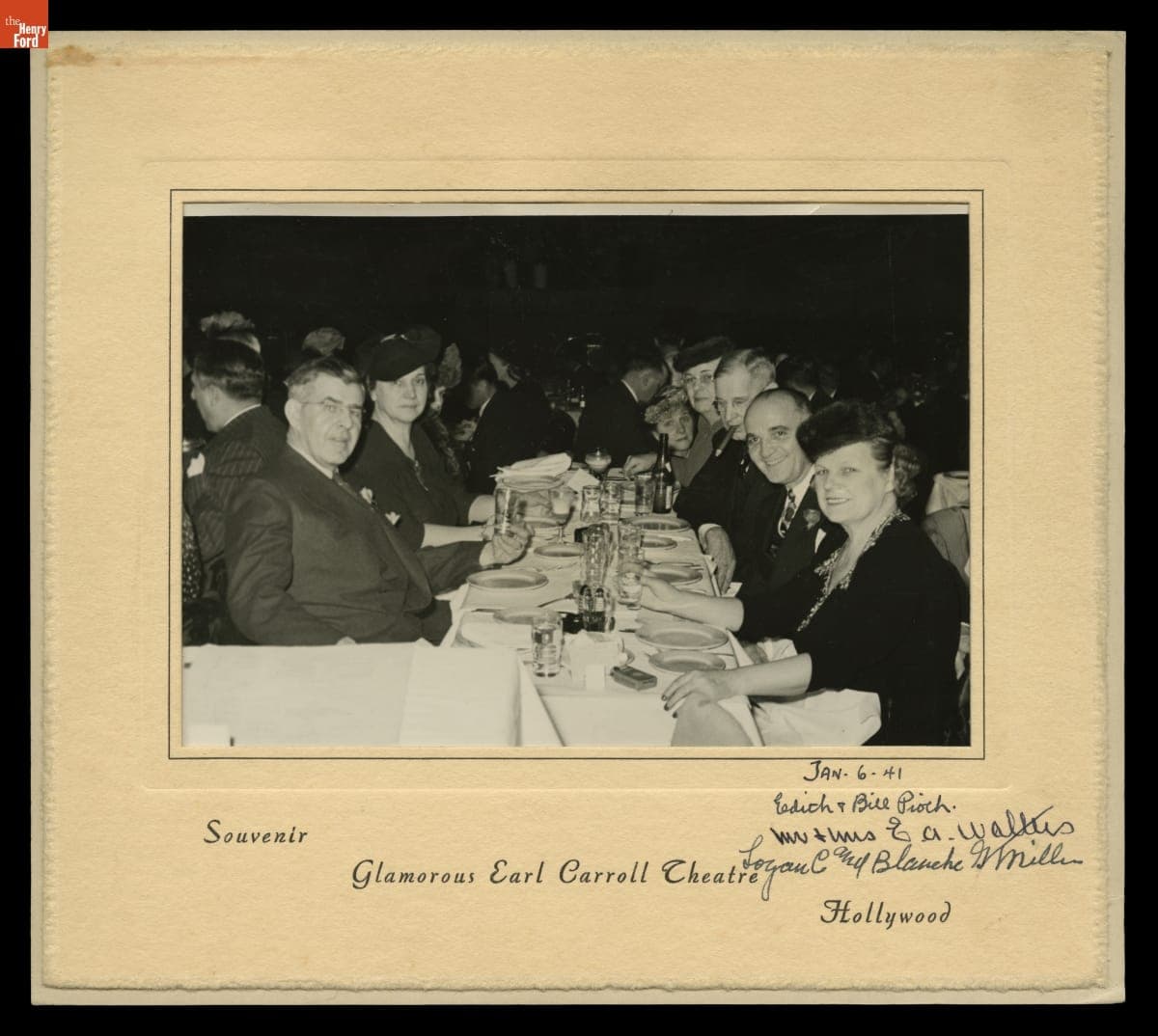 Mr. & Mrs. E.A. Walters at the Earl Carroll Theatre-Restaurant, Hollywood, California, January 1941