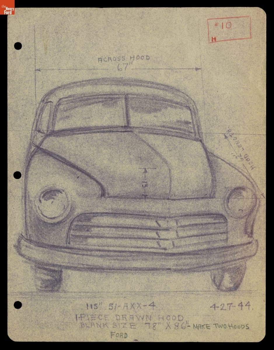 Drawing, Experimental Ford Automobile Body 51-AXX-4, April 27, 1944
