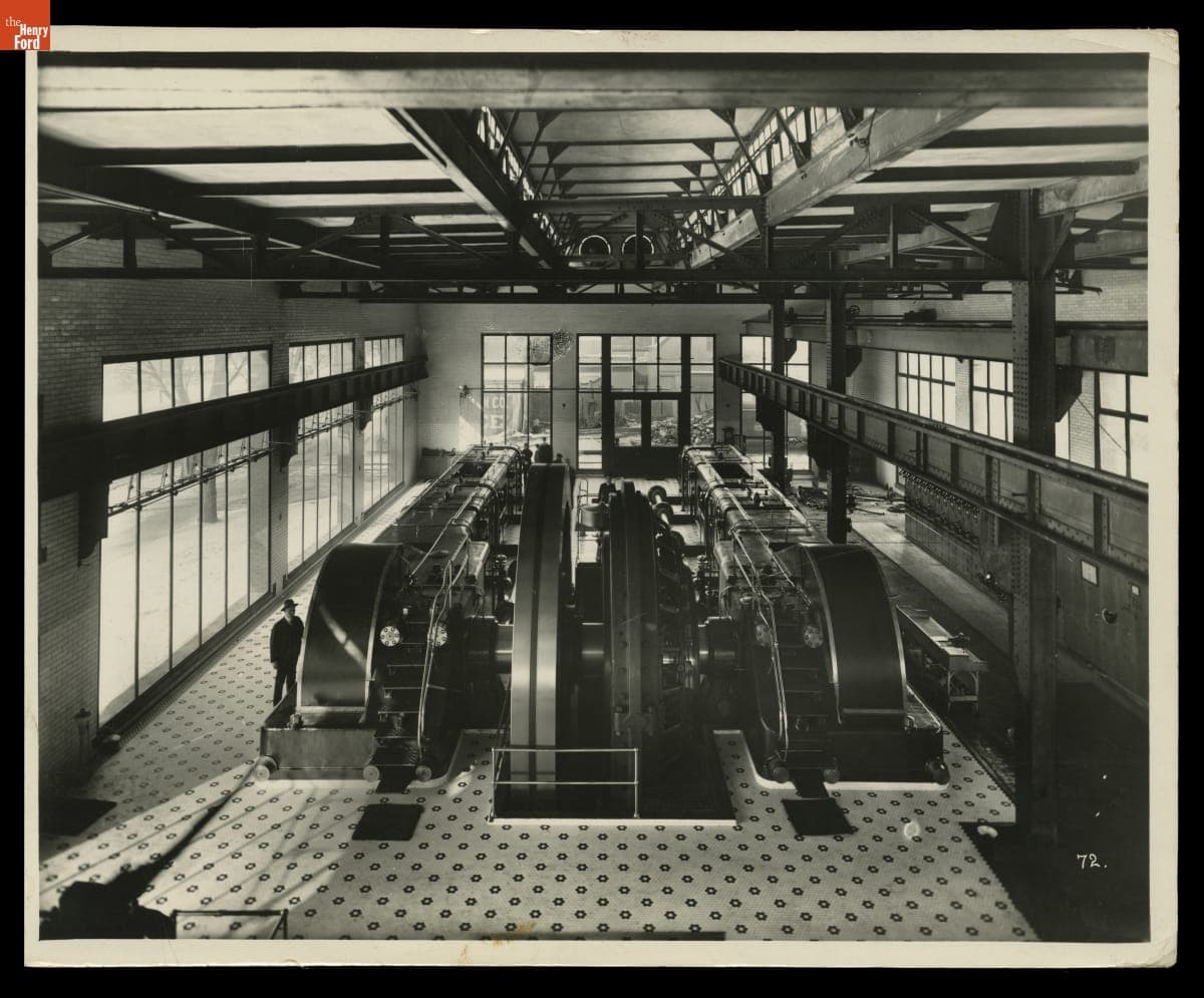 Gas-Steam Engines inside the Ford Motor Company Highland Park Plant Powerhouse, circa 1914