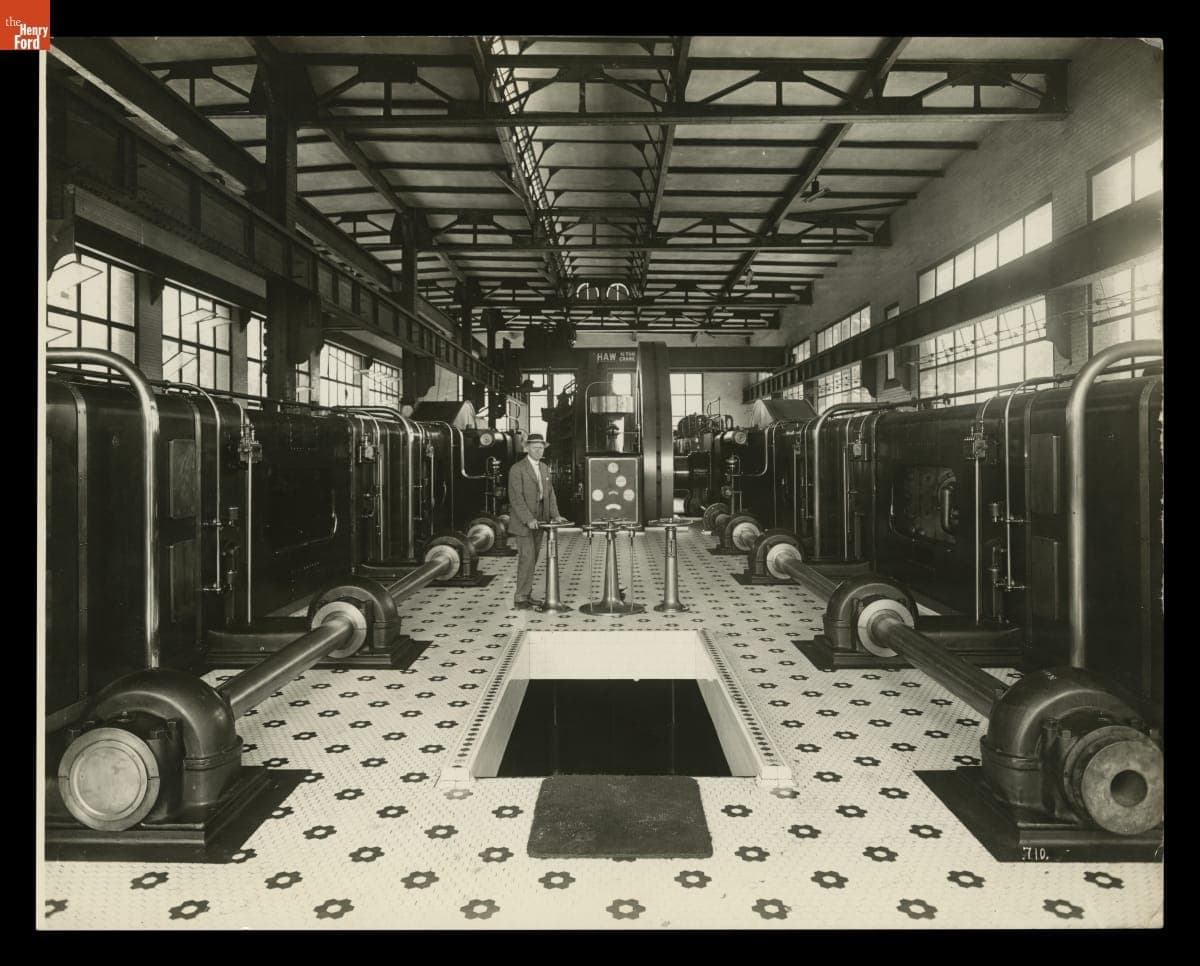 Gas-Steam Engines inside the Ford Motor Company Highland Park Plant Powerhouse, circa 1914