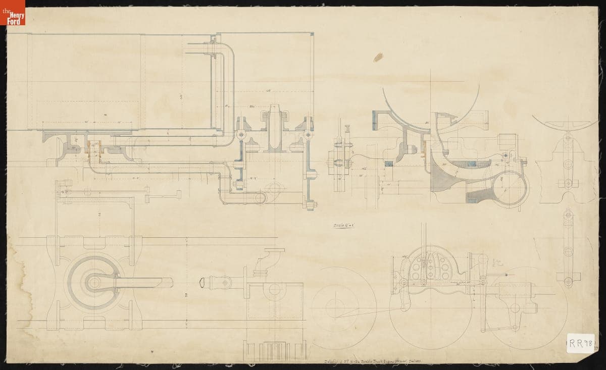 "Details of 3rd 16x24 Double Truck Engine (J.W. Hunter), Dec 1875"