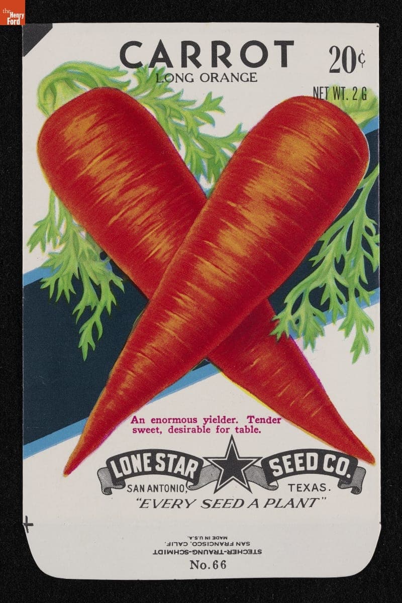 Lone Star Seed Co. "Carrot: Long Orange" Seed Packet, 1973