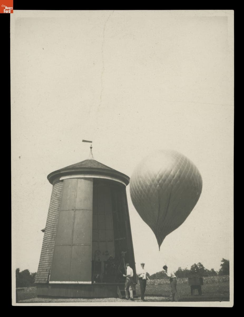 Men with a Weather Balloon outside Equipment Building, 1915-1930