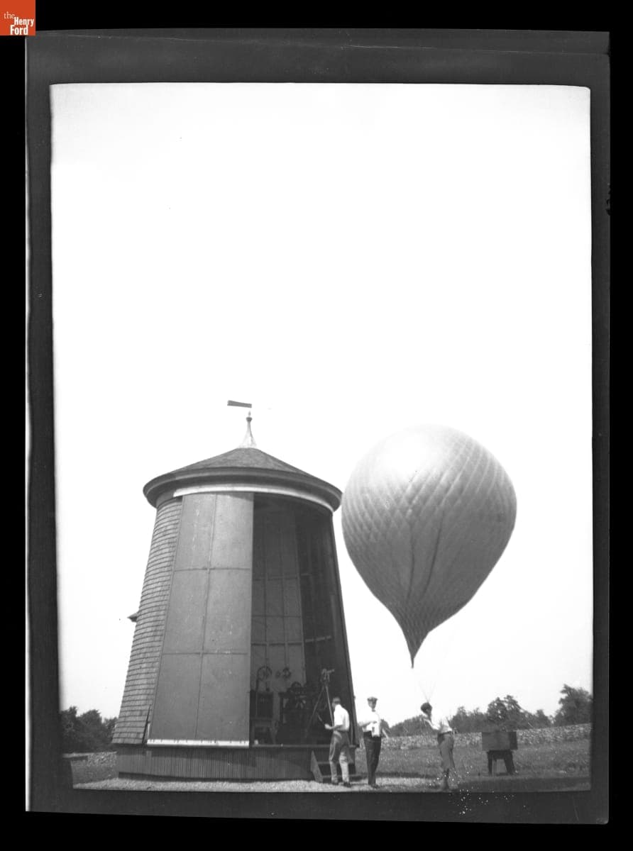 Men with a Weather Balloon outside Equipment Building, 1915-1930