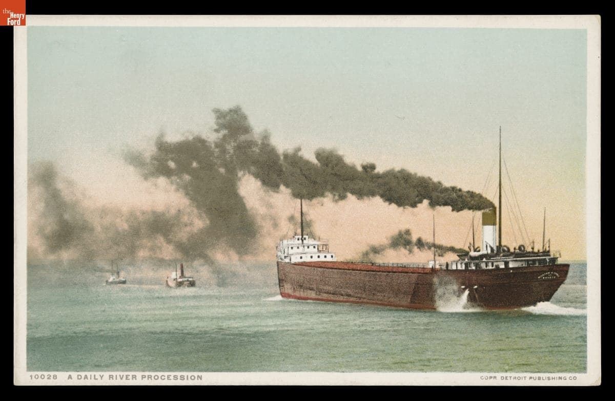 "A Daily River Procession," Detroit, Michigan
