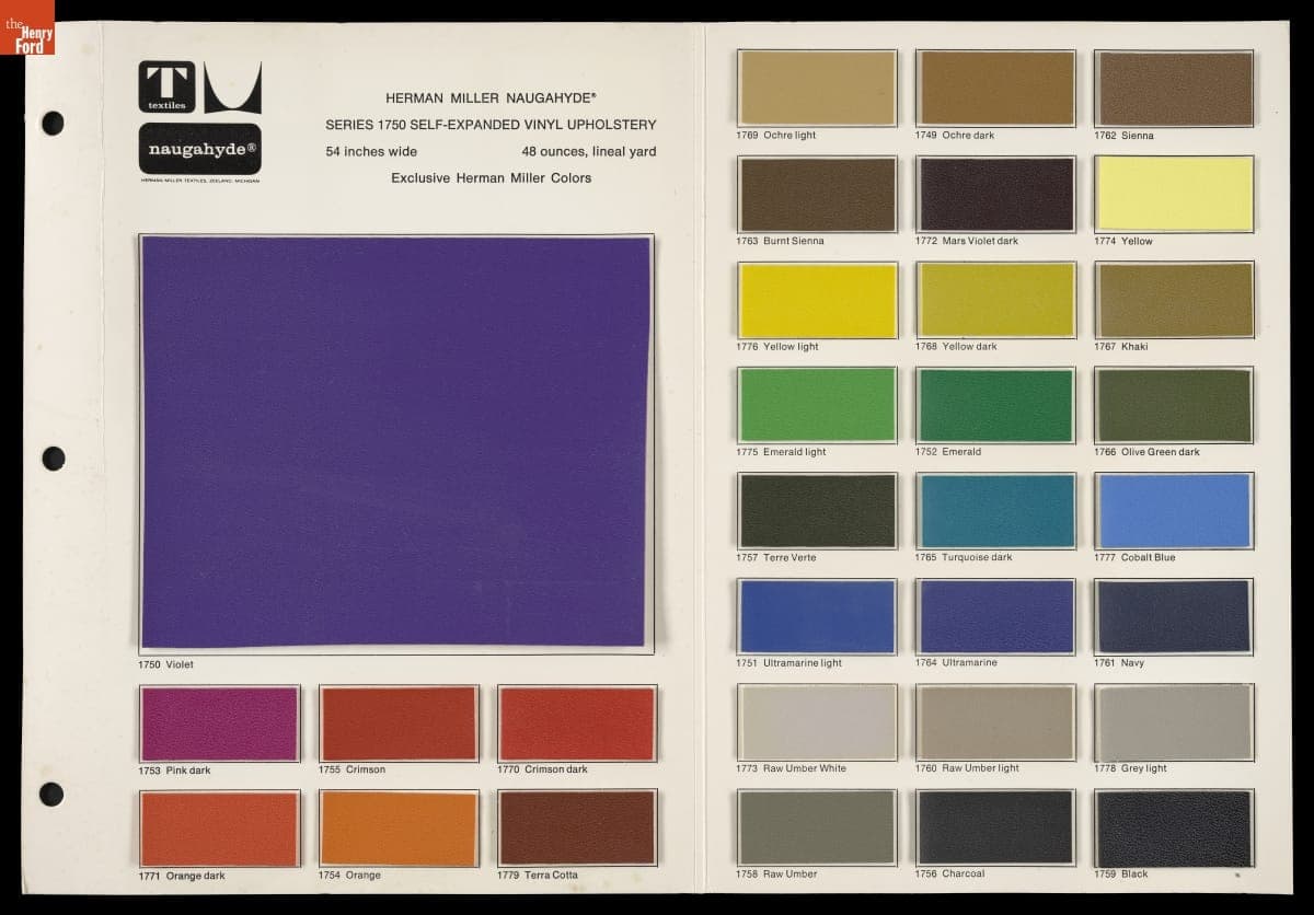 Herman Miller Textiles Swatch Card, "Naugahyde," 1966