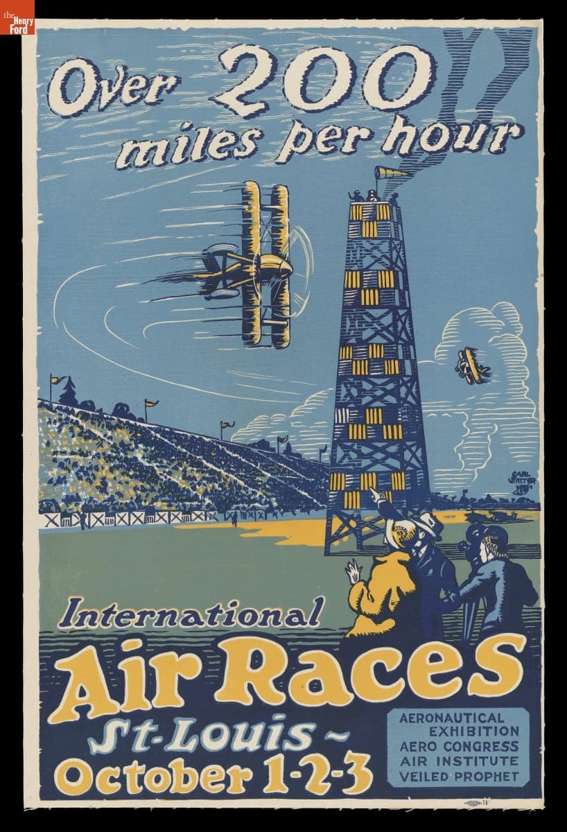 Air Racing Poster, "Over 200 Miles Per Hour International Air Races," St. Louis, Missouri, 1921