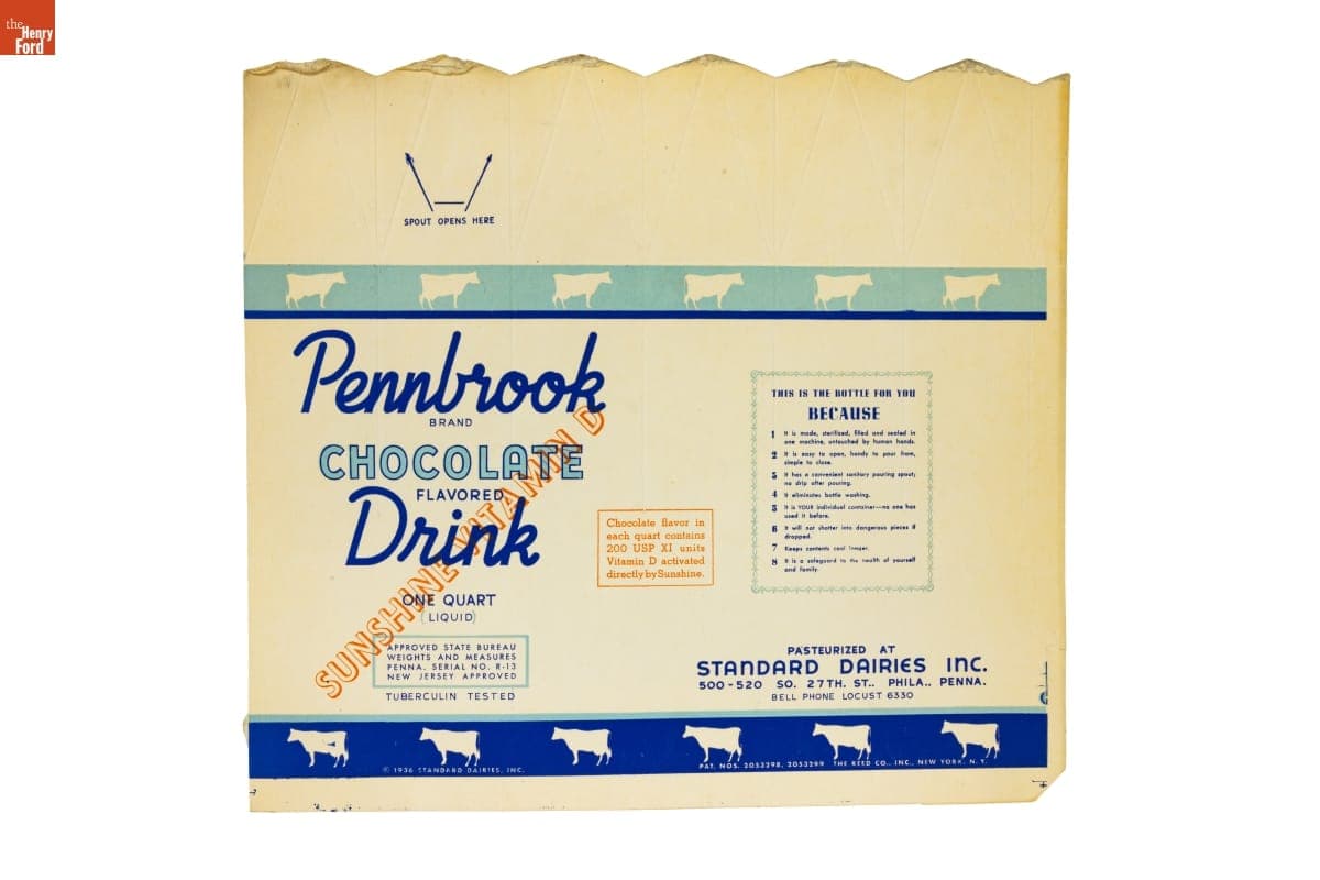 Pennbrook Chocolate Drink Carton, circa 1936