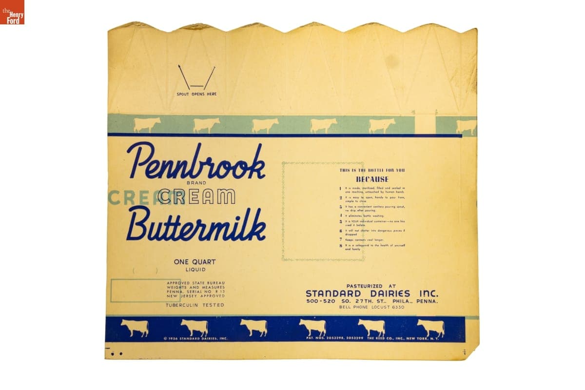 Pennbrook Buttermilk Carton, circa 1936