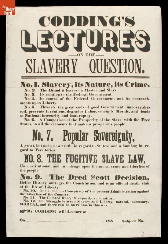 Coddings Lectures on the Slavery Question, circa 1855