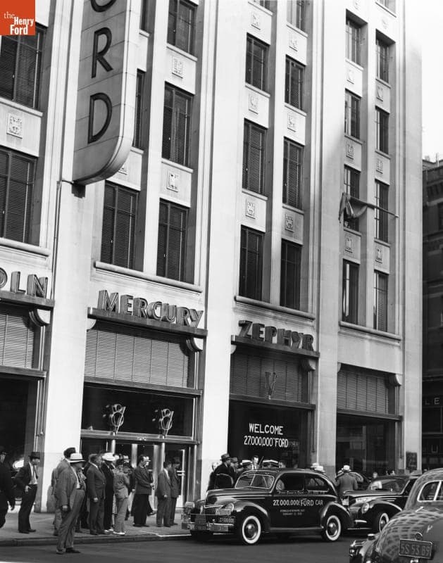 The 27-Millionth Ford Car in Front of Ford Motor Company, New York City, 1939