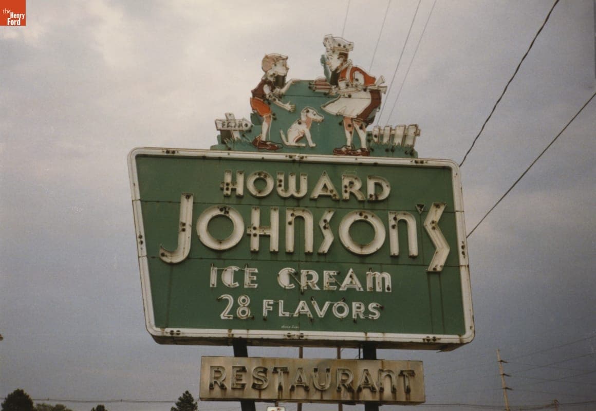 Snapshots of Howard Johnson's Restaurant Sign, about 1988