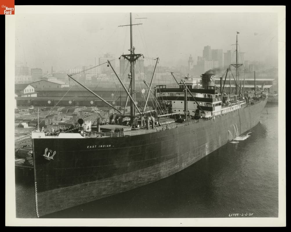 Ford Motor Company Ship "East Indian" Docked at Jacksonville, Florida, 1935