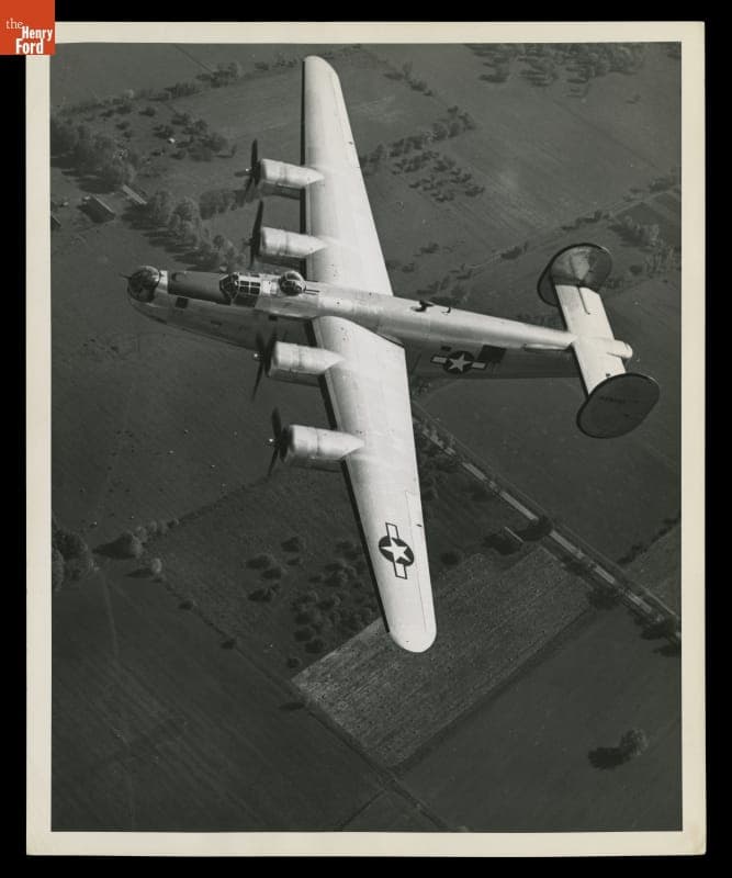 B-24 Bomber in Flight, Willow Run Bomber Plant, 1944