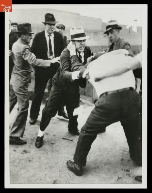 Ford Service Department Men Attack Richard Frankensteen during the Battle of the Overpass, May 26, 1937