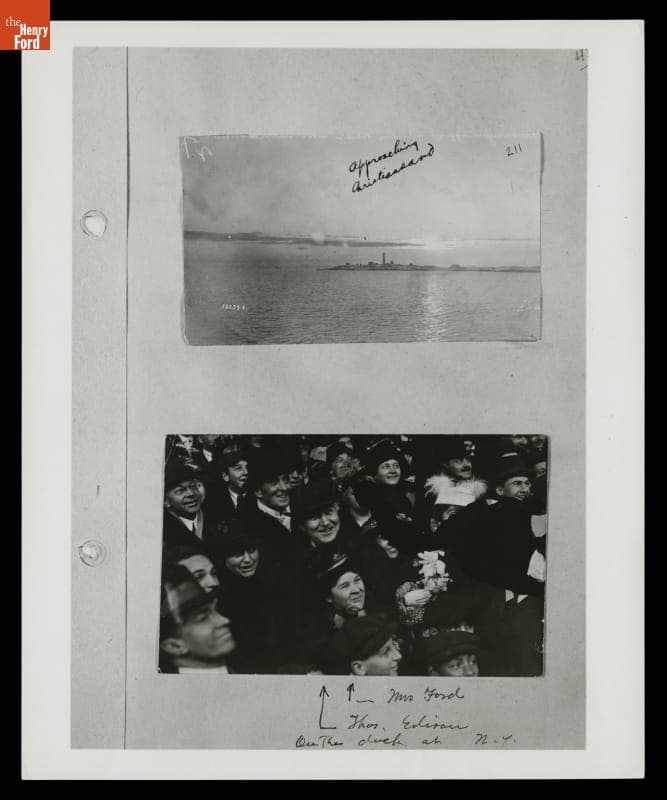Henry Ford Peace Expedition Ship Leaving Hoboken, New Jersey Dock (bottom), and Approaching Norway (top), 1915-1916