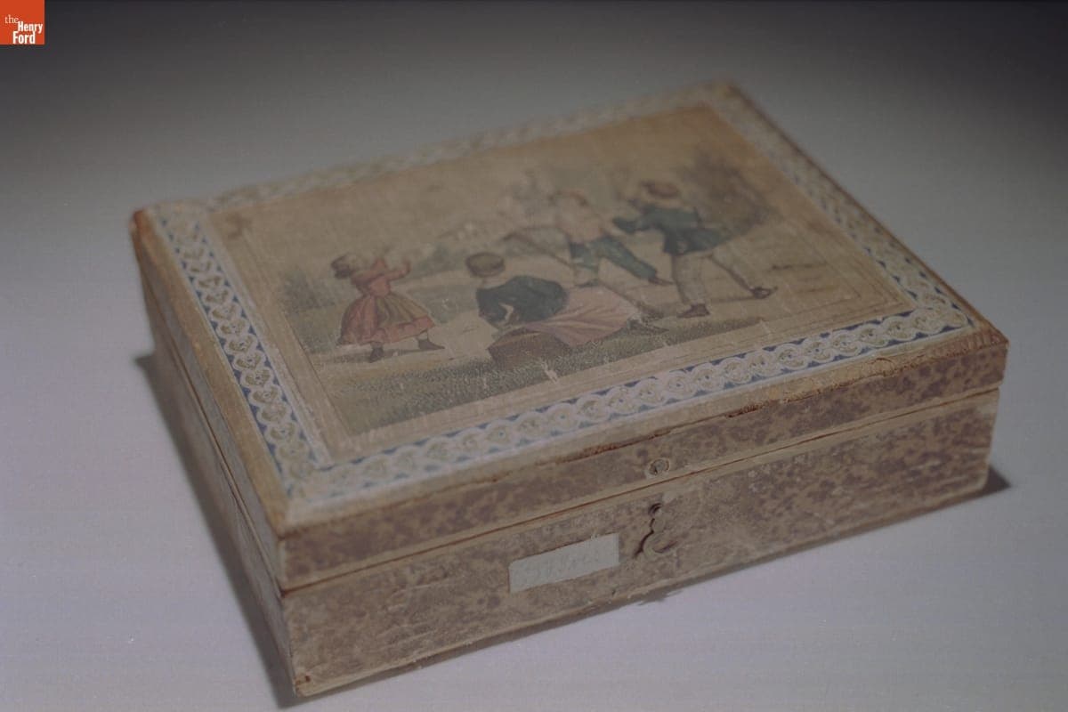 Box with Lithograph of Children Playing, 1860-1880