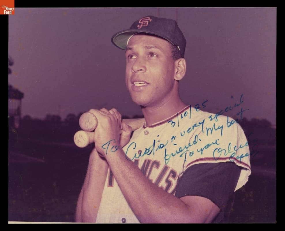 Portrait of Orlando Cepeda, Inscribed to Curt Flood in 1985