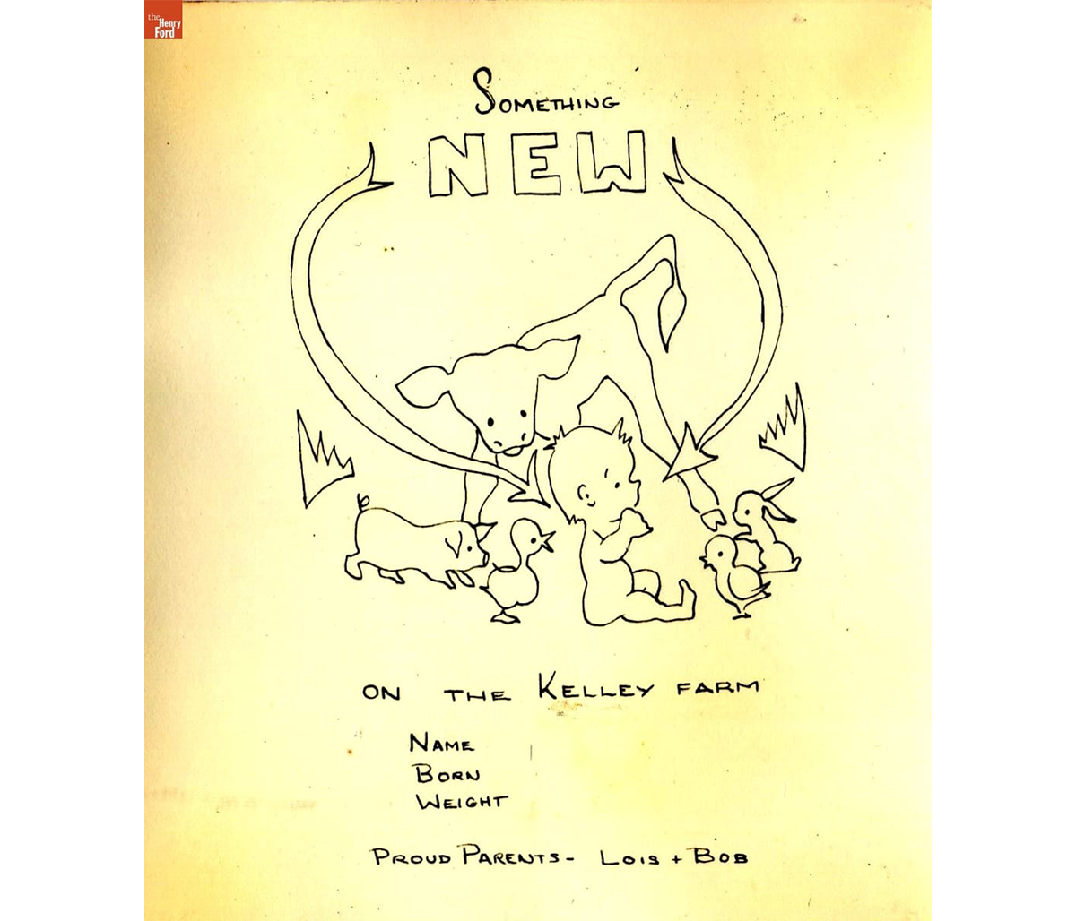 D's birth announcement drawn by Lois Kelley 1948 / THF720614