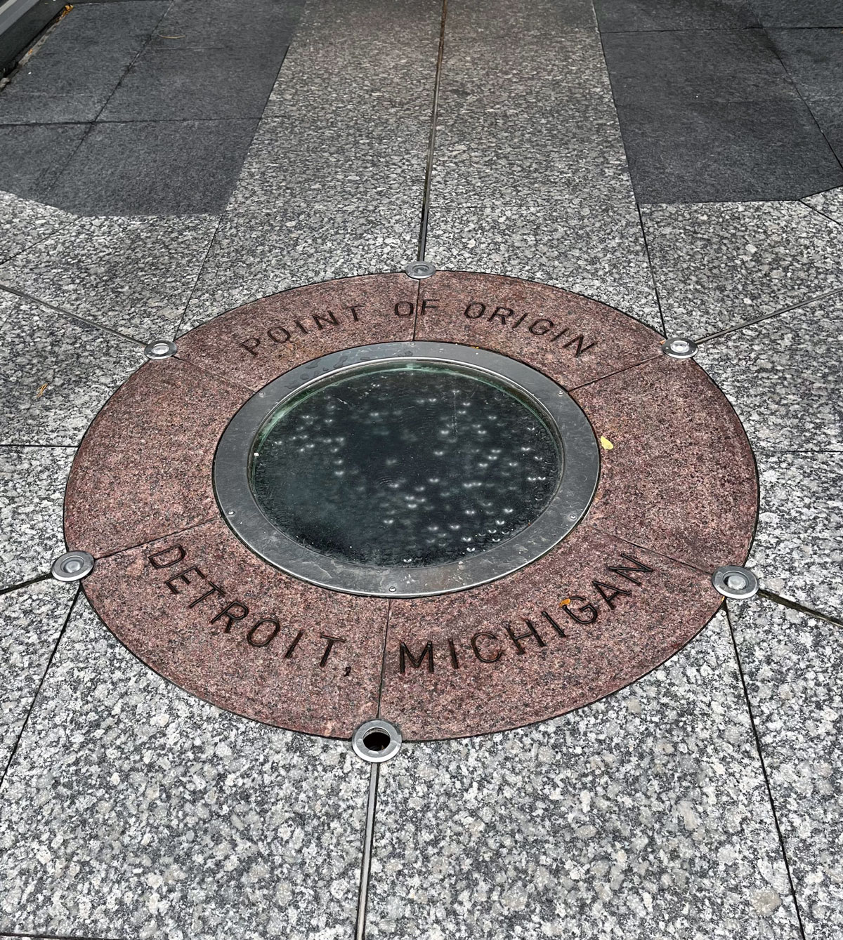 'Point of origin marker in Detroit.