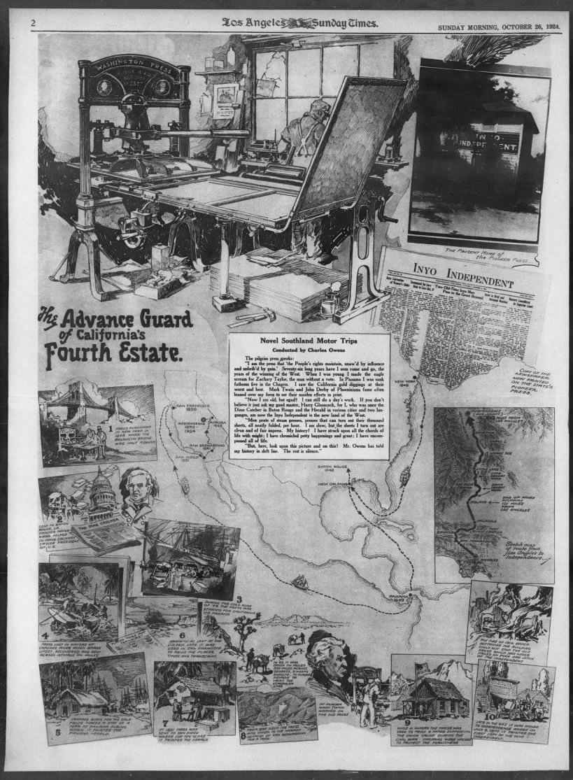 A pictorial from the rotogravure section of the Los Angeles Times dated October 26, 1924, detailing the legendary history of the press. It’s possible Henry Ford first learned of the press through this illustration. Courtesy of the Los Angeles Times digital archive.