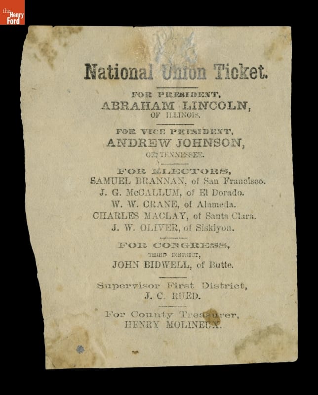National Union Ticket Ballot, 1864.