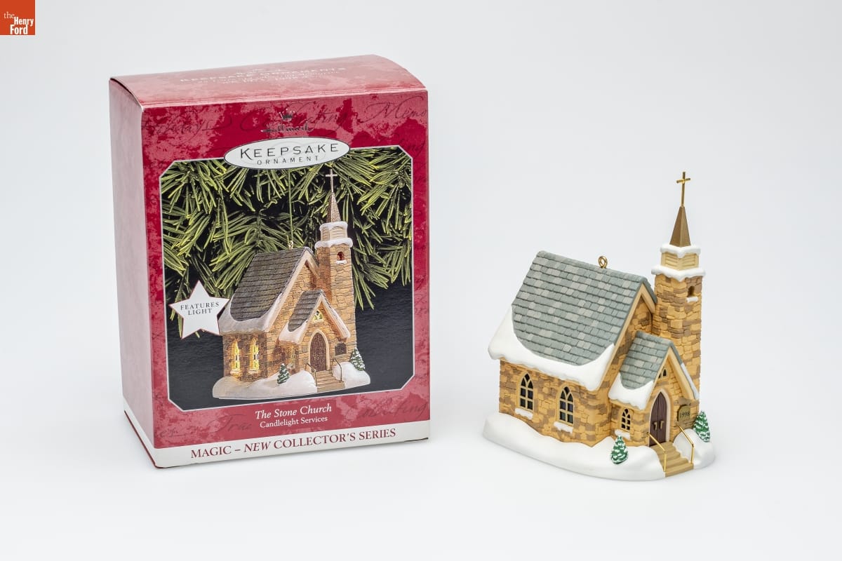 'Candlelight Services Series: The Stone Church,' Christmas ornament, 1998