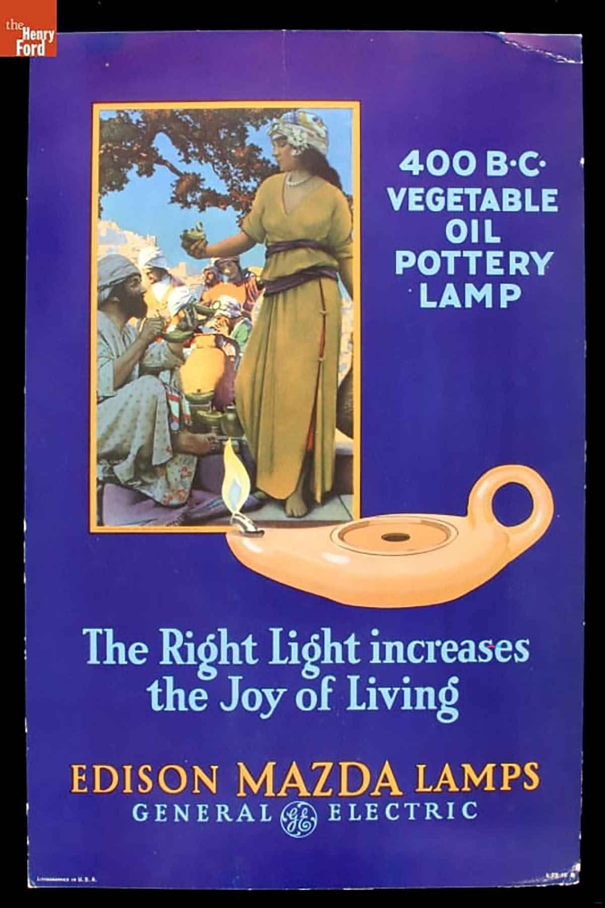 Advertising Poster for Edison Mazda Lamps, 'The Right Light Increases the Joy of Living,' circa 1922.
