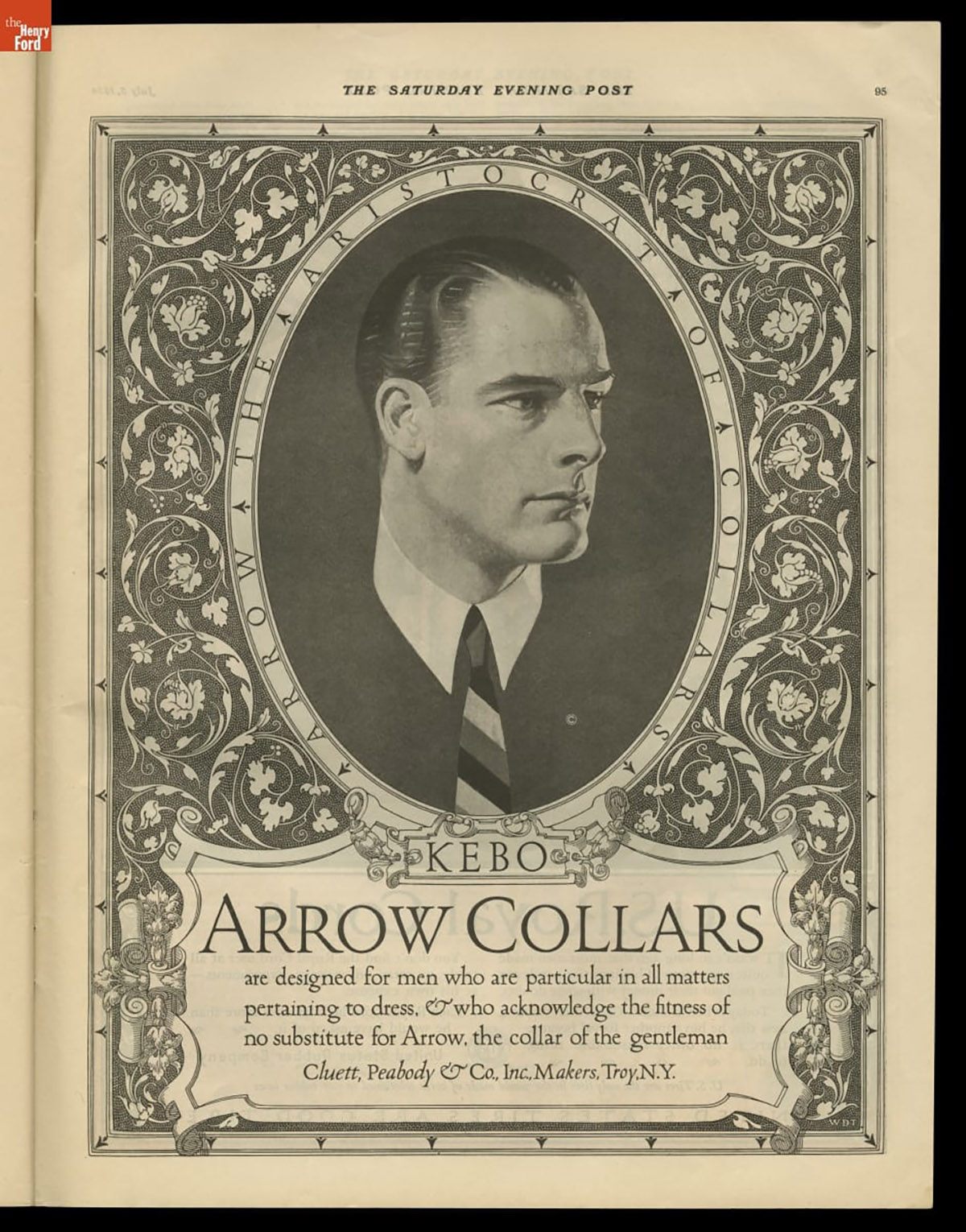 Advertisement for Arrow Collars, featuring Leyendecker’s iconic Arrow Collar Man, The Saturday Evening Post, July 5, 1924.