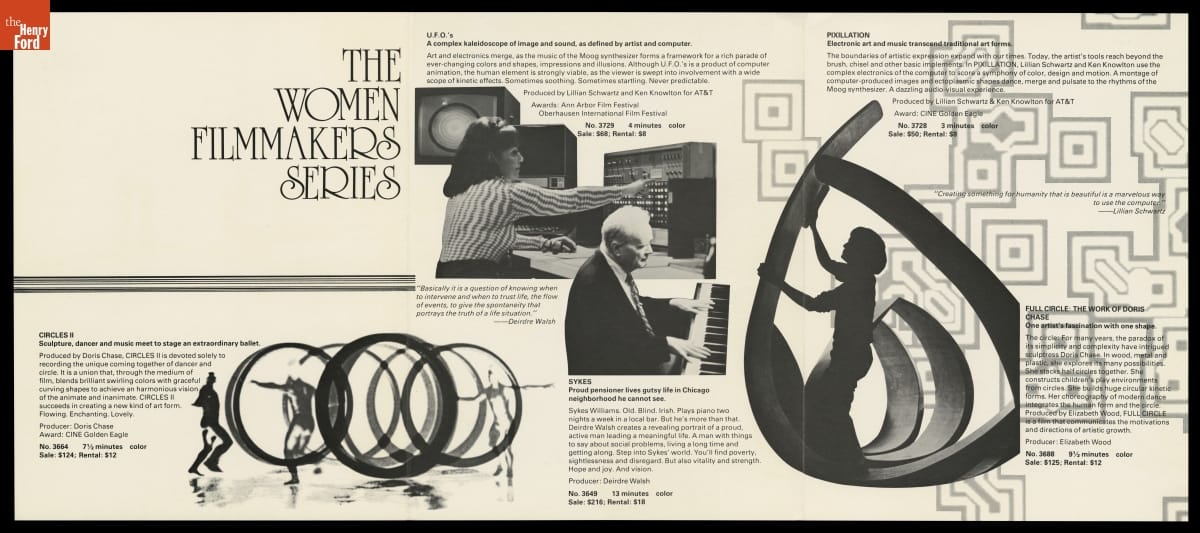 THF706074 / The Woman Filmmaker, Artist and Inspiration, Sales Brochure Including Lillian Schwartz's Films, circa 1975 / inside