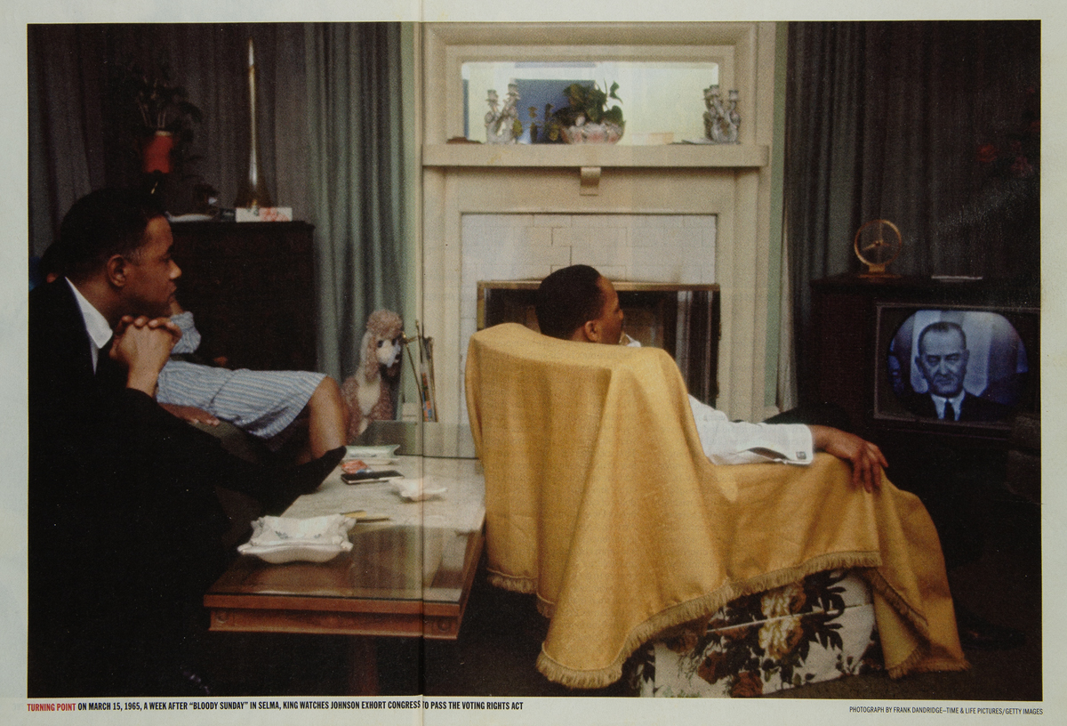 Dr. Sullivan Jackson (left) and Dr. Martin Luther King Jr. (center) watch President Johnson’s televised speech on March 15, 1965 in this Life magazine photograph.