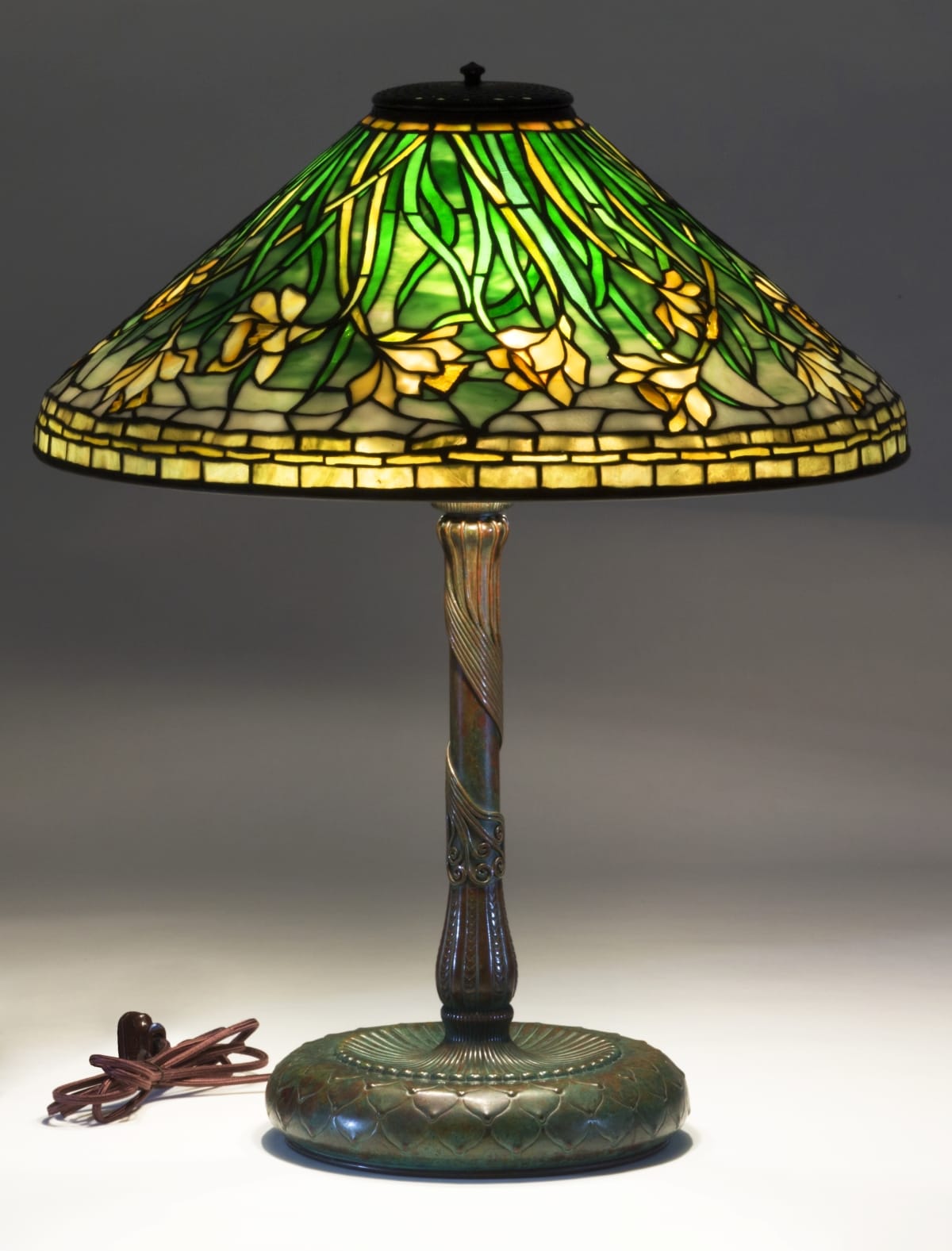 Daffodil table lamp, designed by Clara Driscoll for Tiffany Studios, 1903-1920.