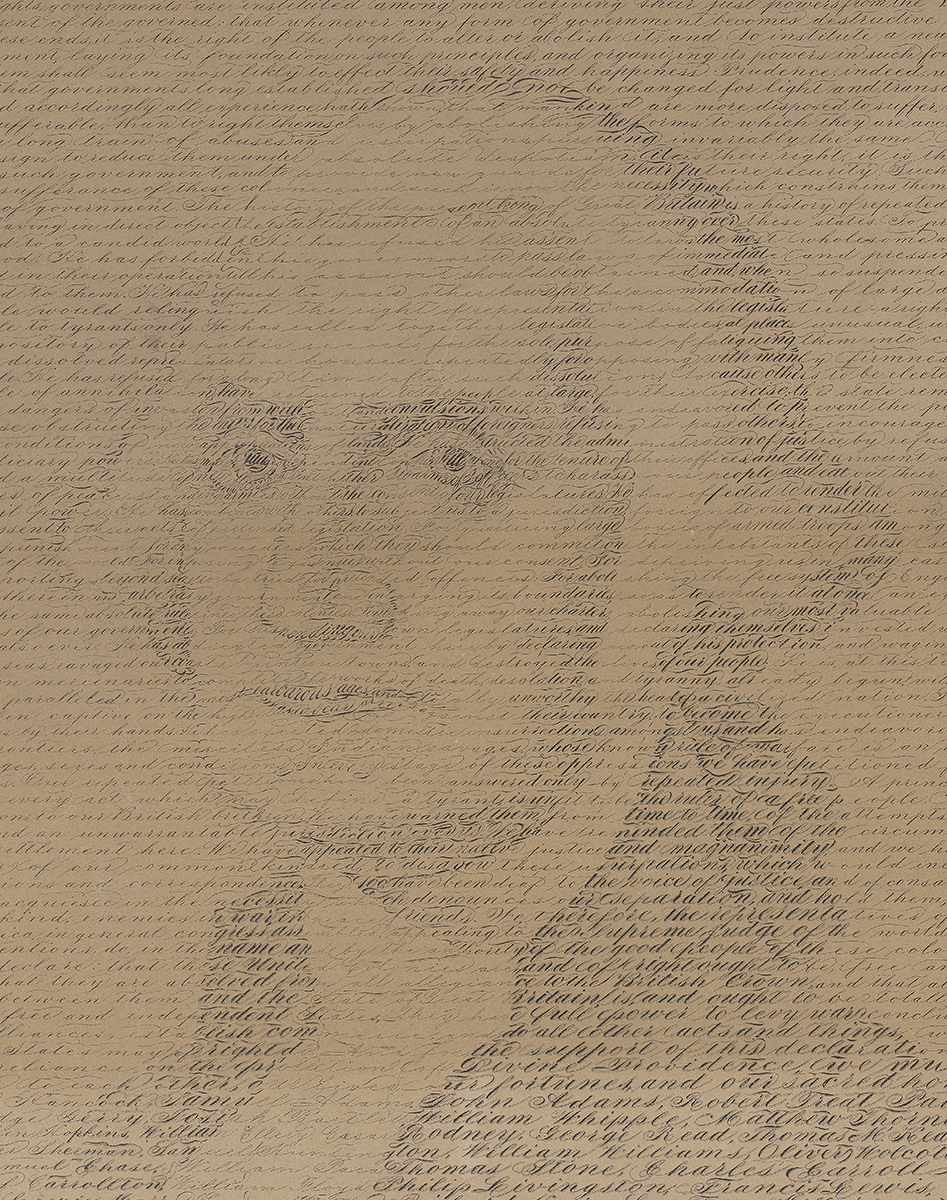 A Portrait of the United States, Depicting George Washington, Embodied in the Text of the Declaration of Independence
