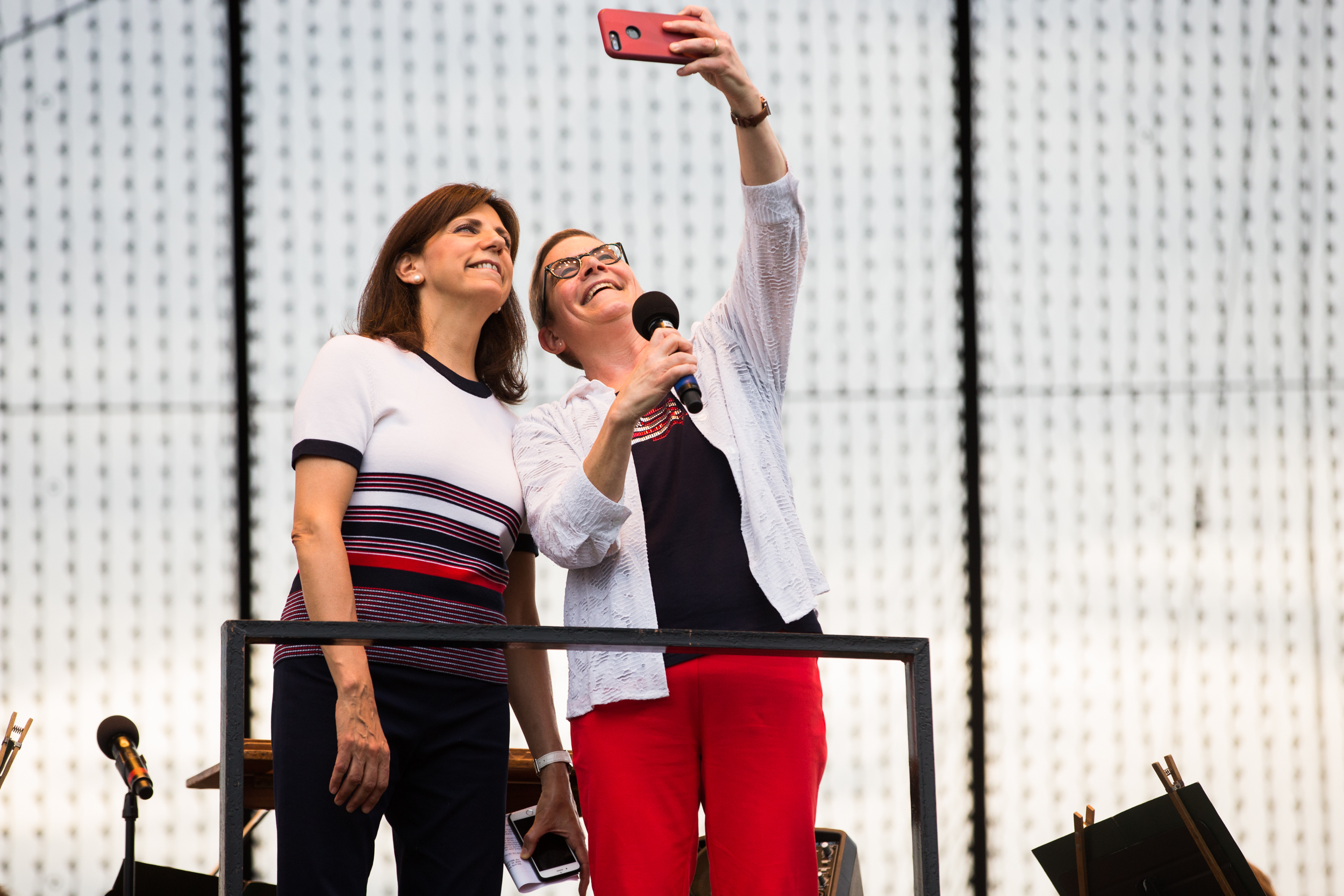 Patricia Mooradian and Anne Parsons Two women take a selfie together