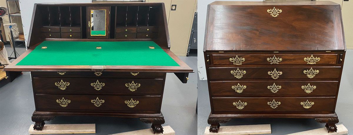 After-treatment View of the Grant desk after conservation.