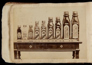 Product bottles sitting on a table