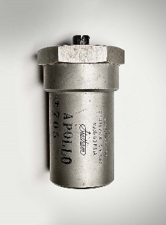 Apollo pressure transducer Silver cylinder with hexagonal shape on top and writing on body